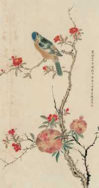 赵梦朱 庚辰（1940年）作 花鸟 立轴